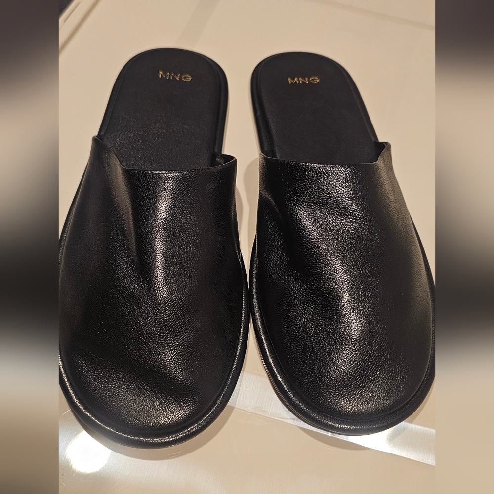 Mango Men's Black Leather Slip-Ons